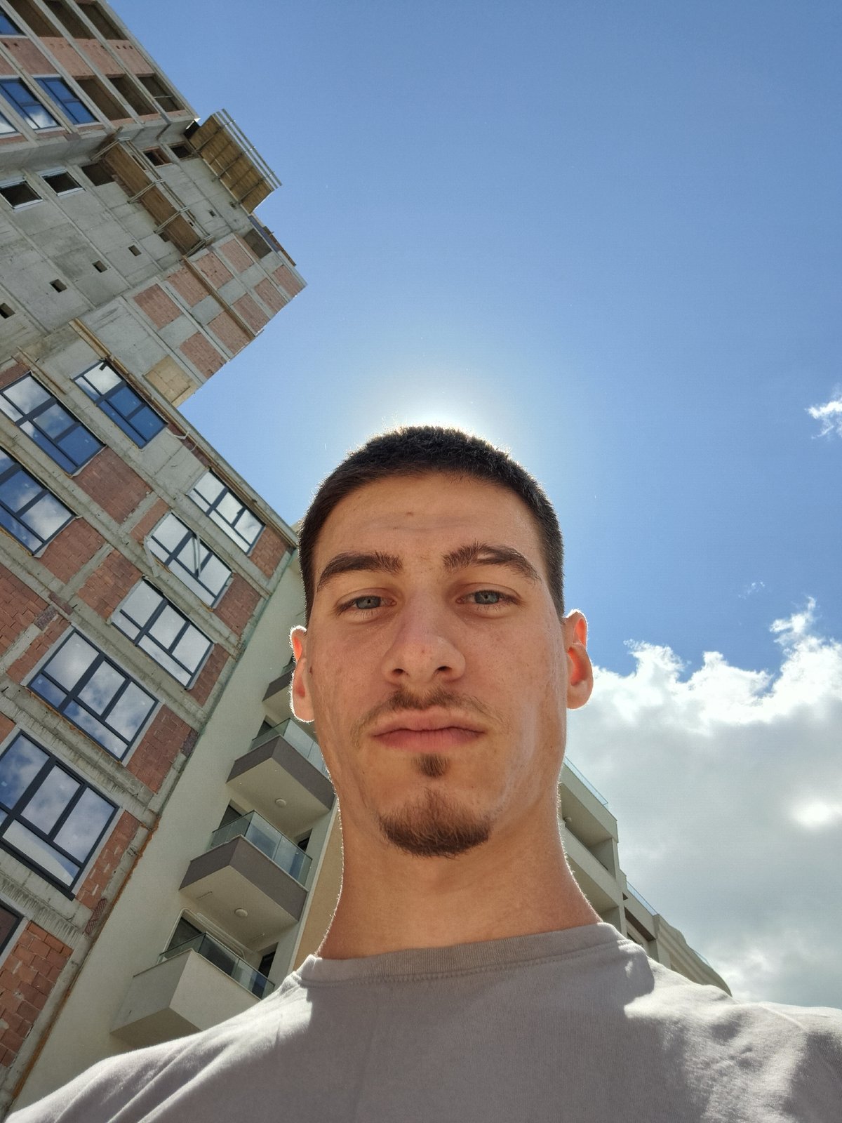 Man documents himself at Sofia construction site