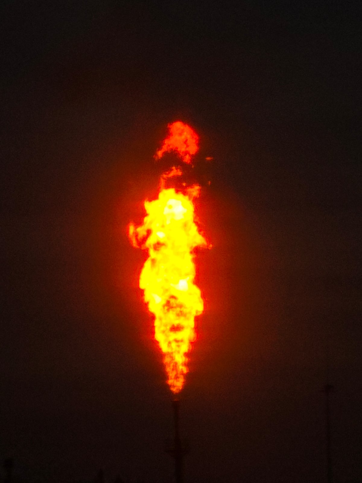 Industrial gas flare burns at Russian facility