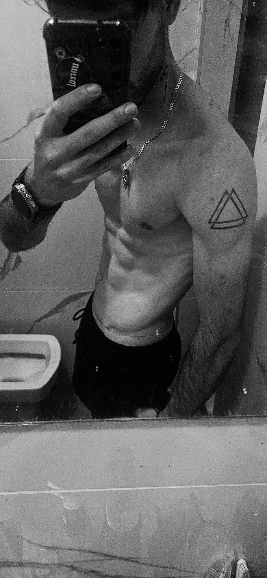 Person takes multiple bathroom mirror selfies in Plovdiv