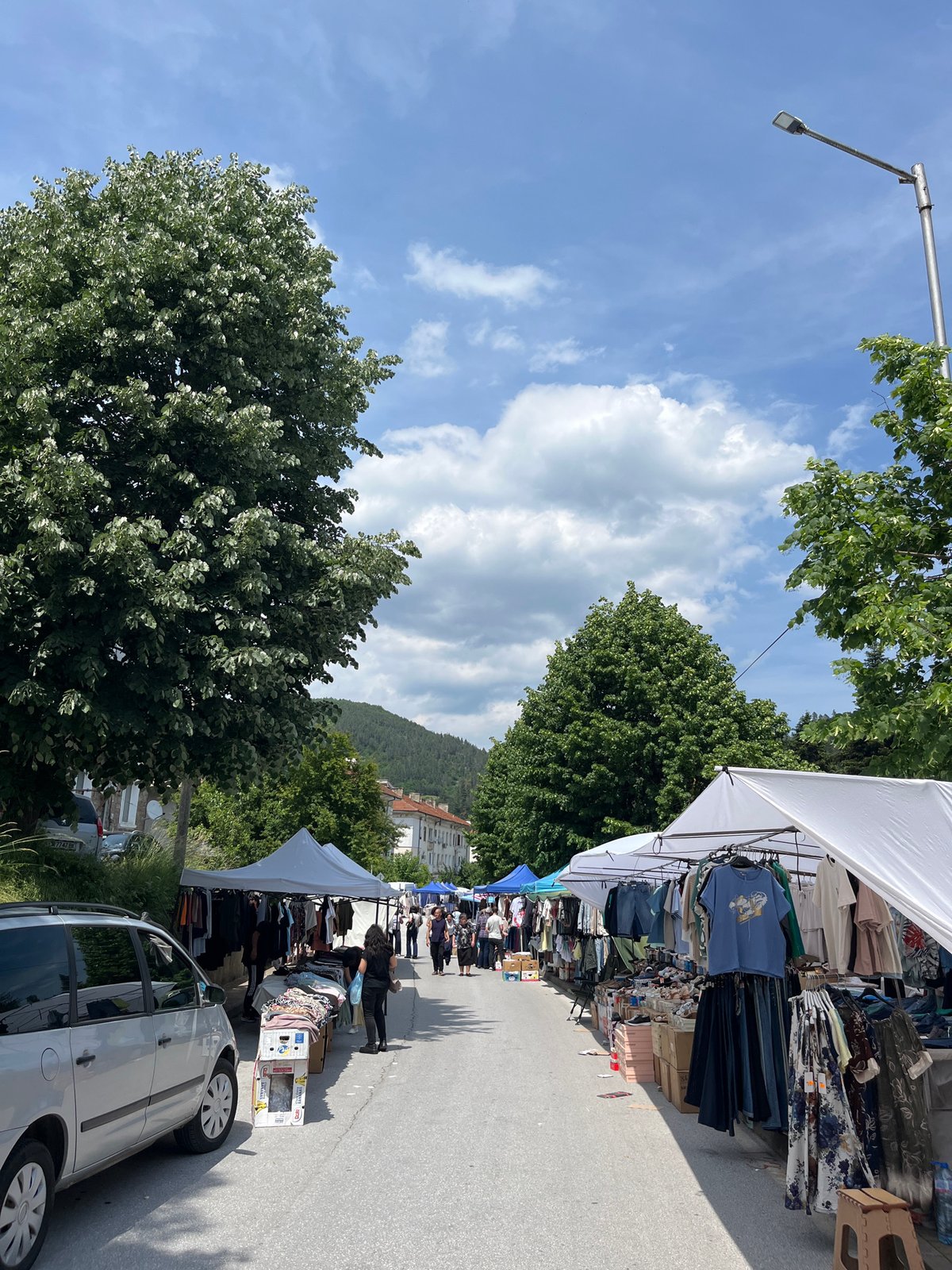Street market operates in Madan, Bulgaria