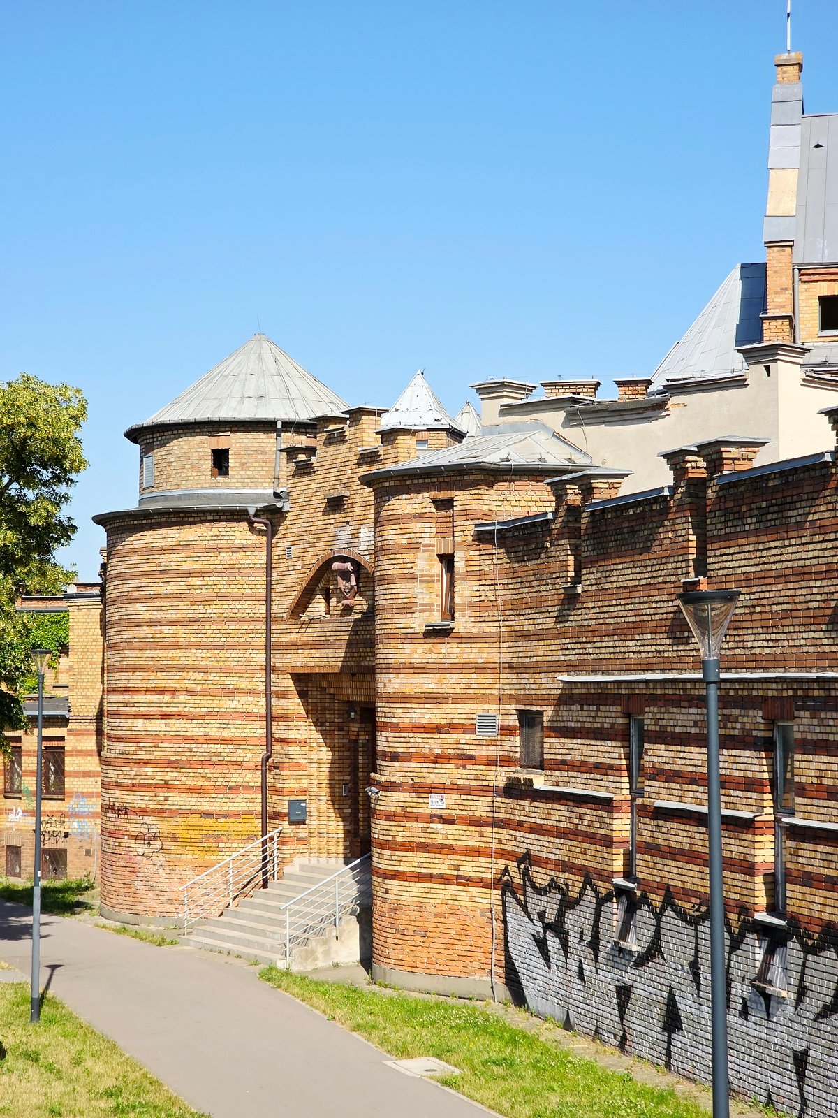 Warsaw brick architecture and street scenes on a clear summer day