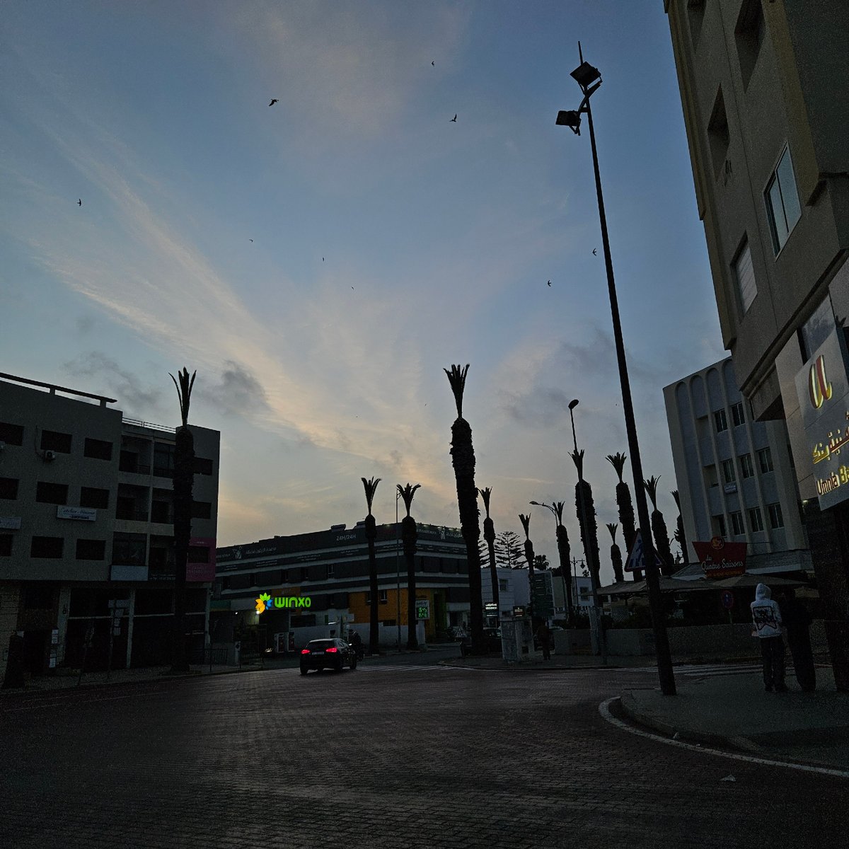 Evening sky transitions documented in Mohammedia, Morocco