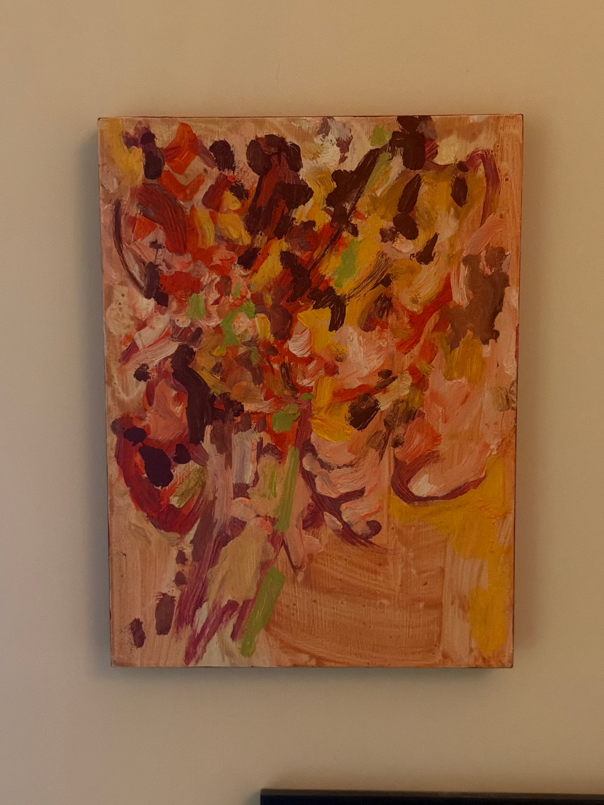 Abstract painting with impasto brushstrokes observed in London