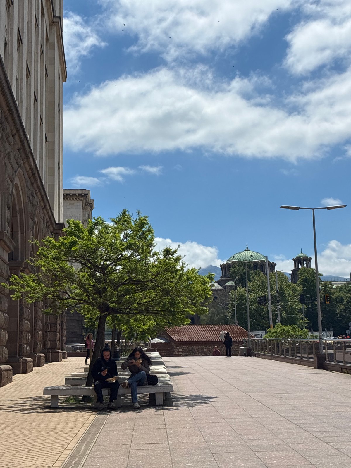 Everyday life captured near Sofia's historic landmarks