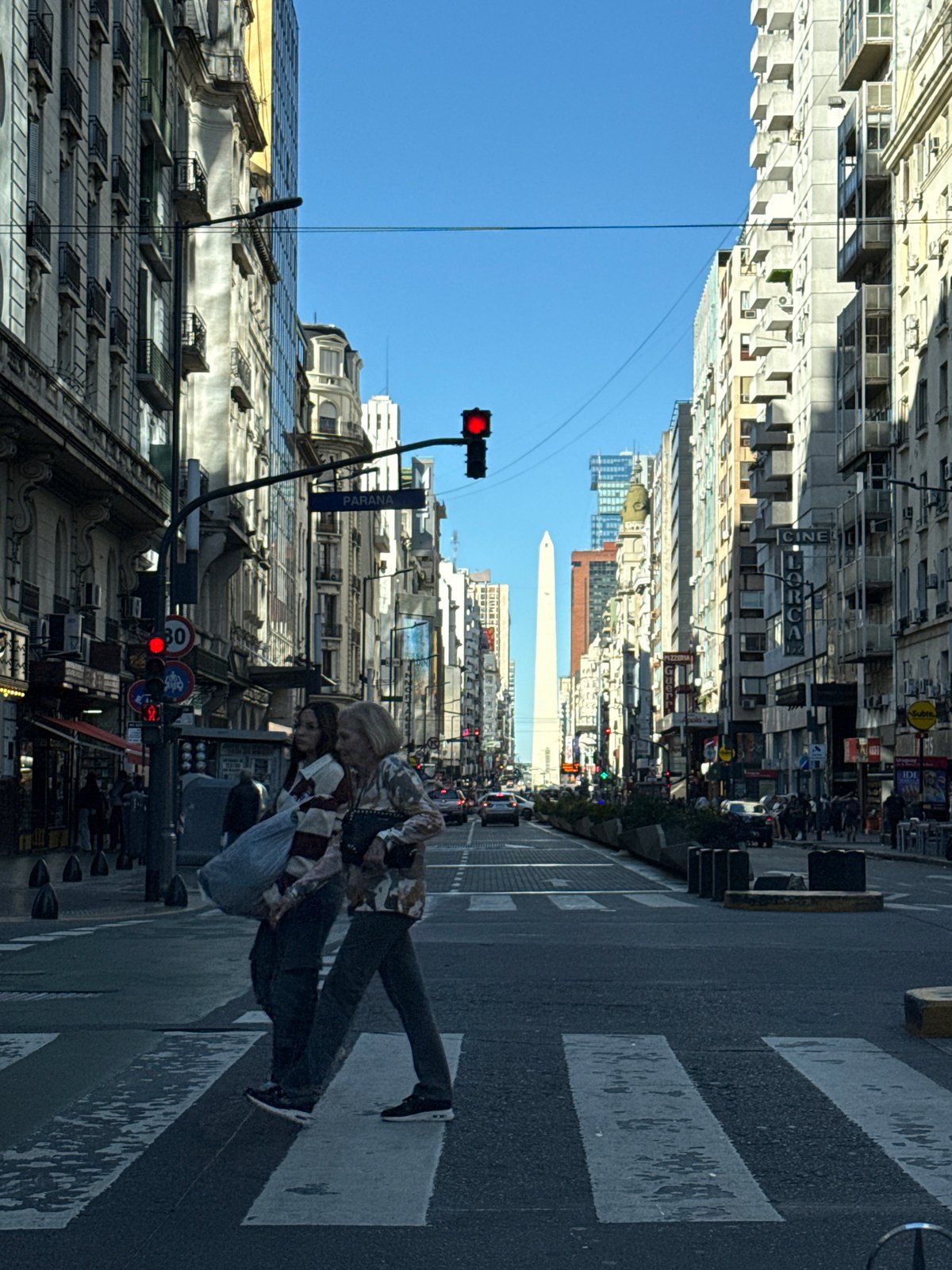 Buenos Aires avenue traffic captured near Obelisco monument