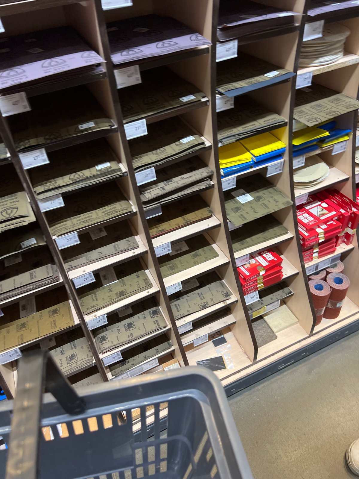 Sandpaper aisle in an Odesa hardware store