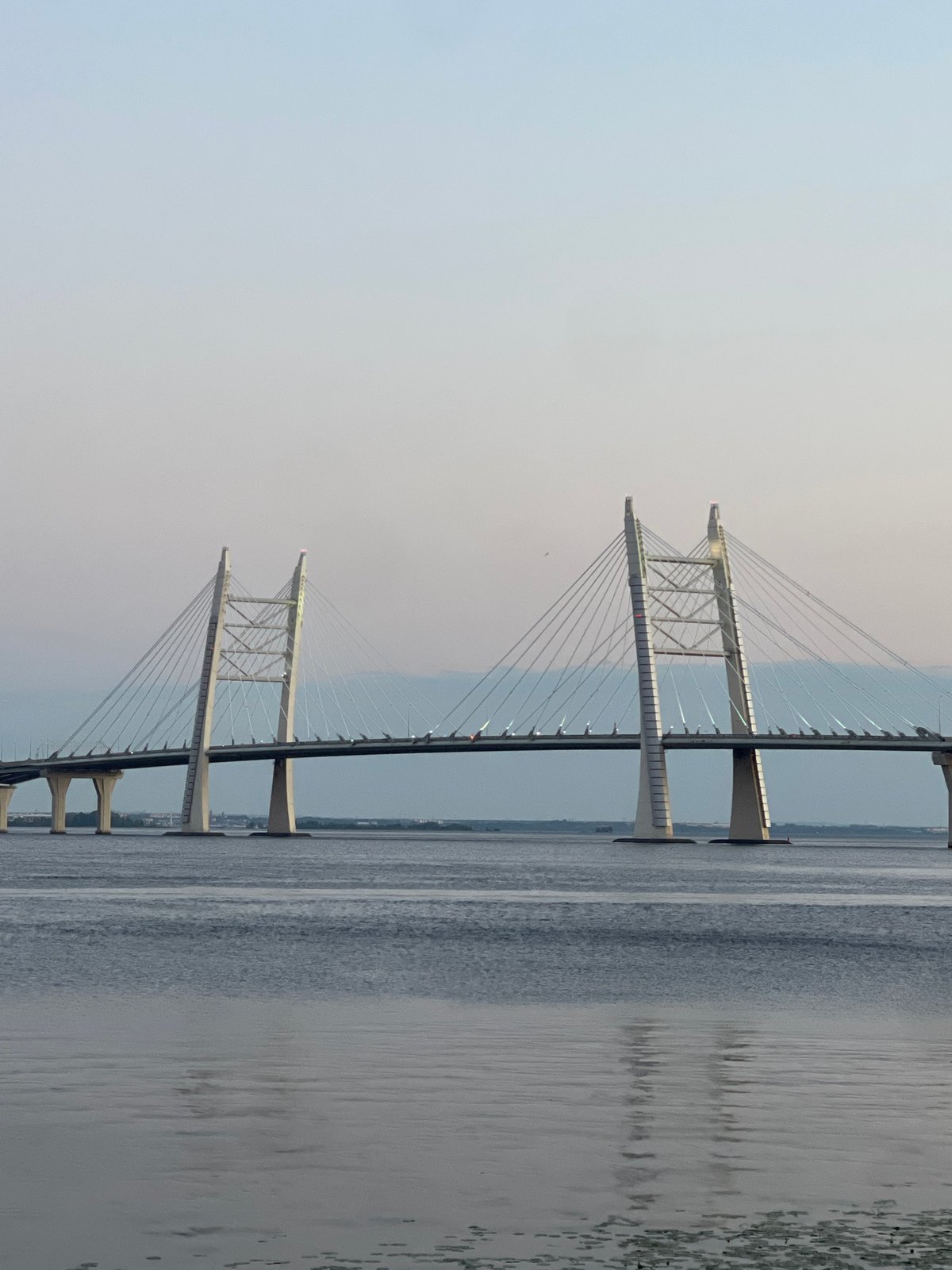 Saint Petersburg's WHSD bridge at dusk, multiple angles
