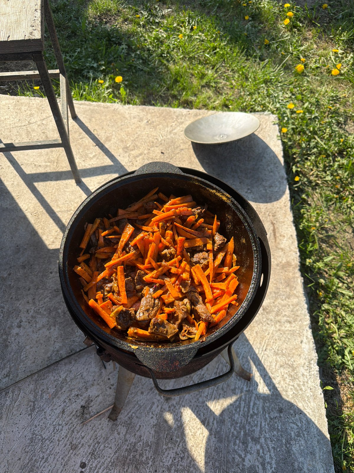 Outdoor cooking and selfies captured in Russian village