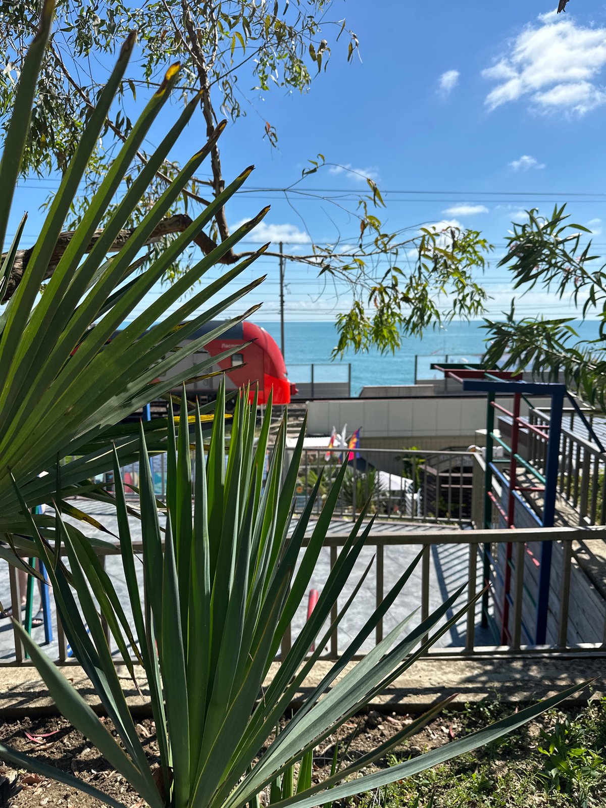 Sochi's Black Sea waterfront on a busy summer afternoon