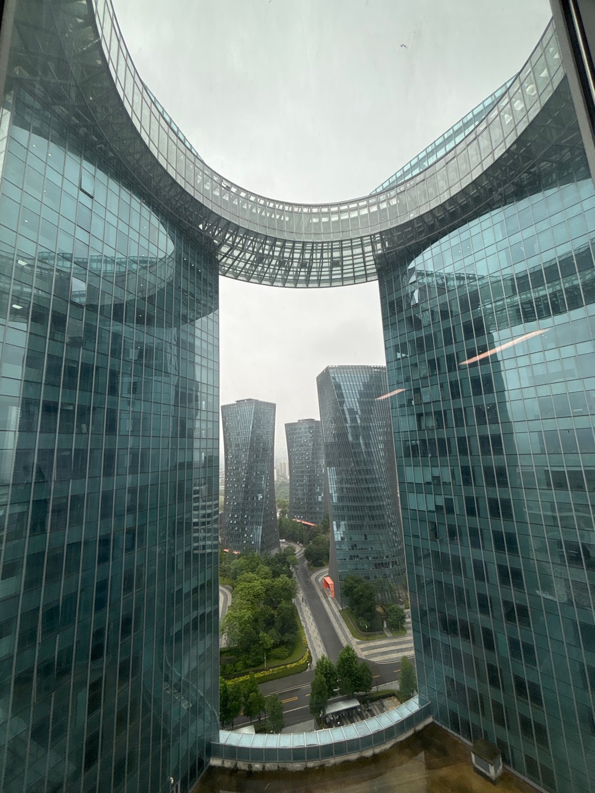Morning documentation of Liangjiang New Area's modern architecture complex