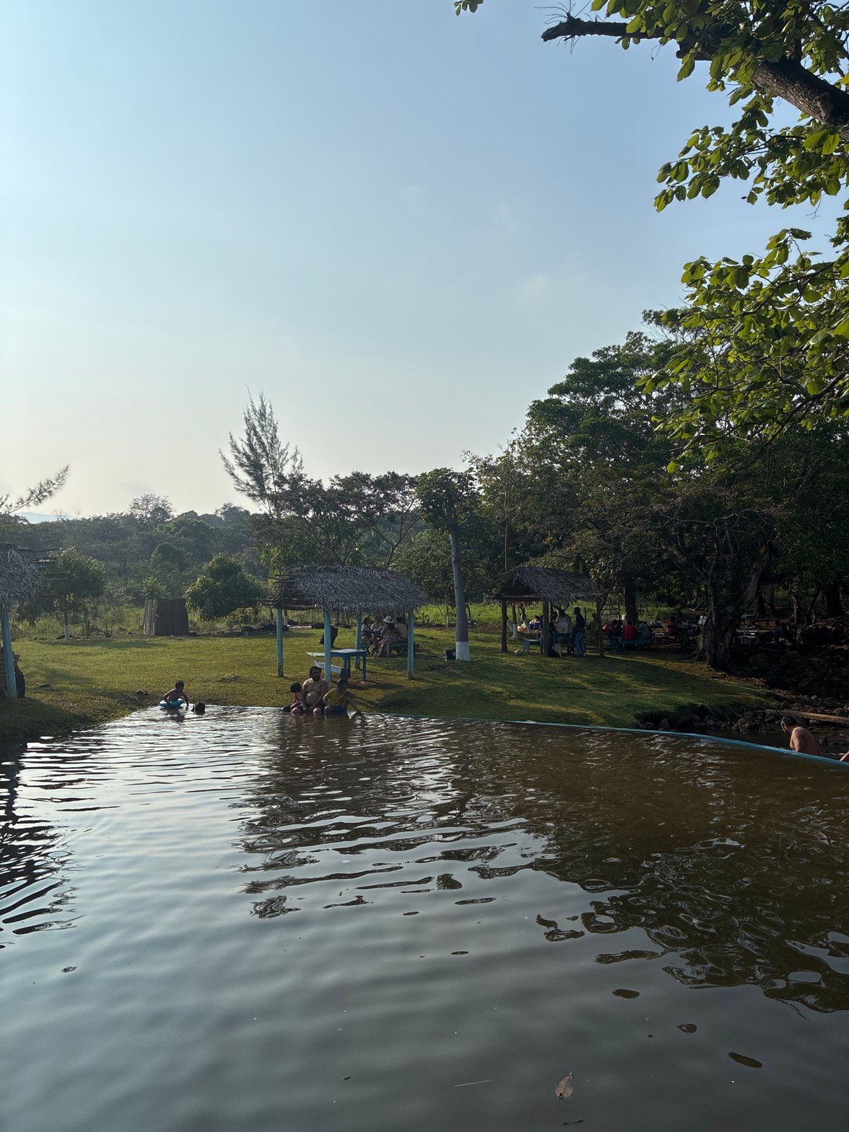Evening lakeside recreation observed in Pajapan, Mexico