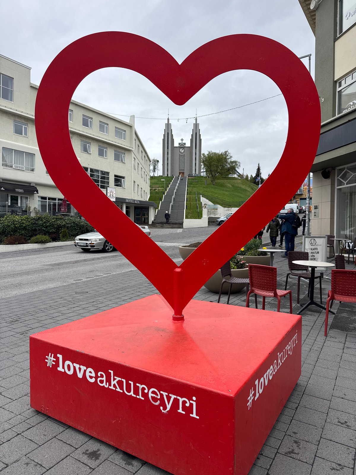Street scenes documented across Akureyri, Iceland during overcast afternoon
