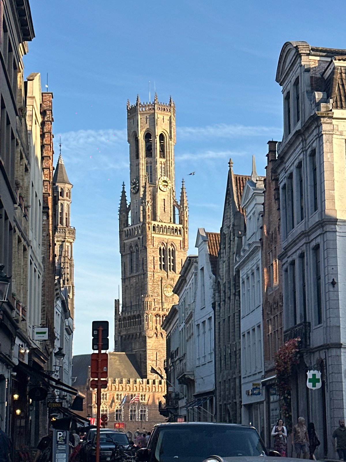 Bruges city center on a clear summer evening