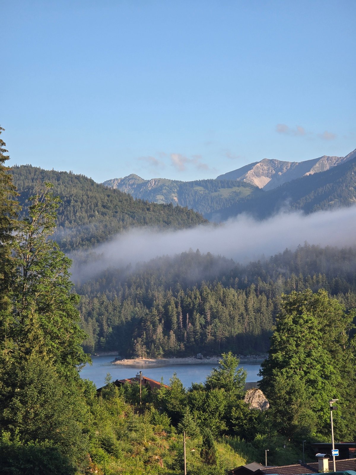 Early morning views across Grainau's alpine forests and peaks