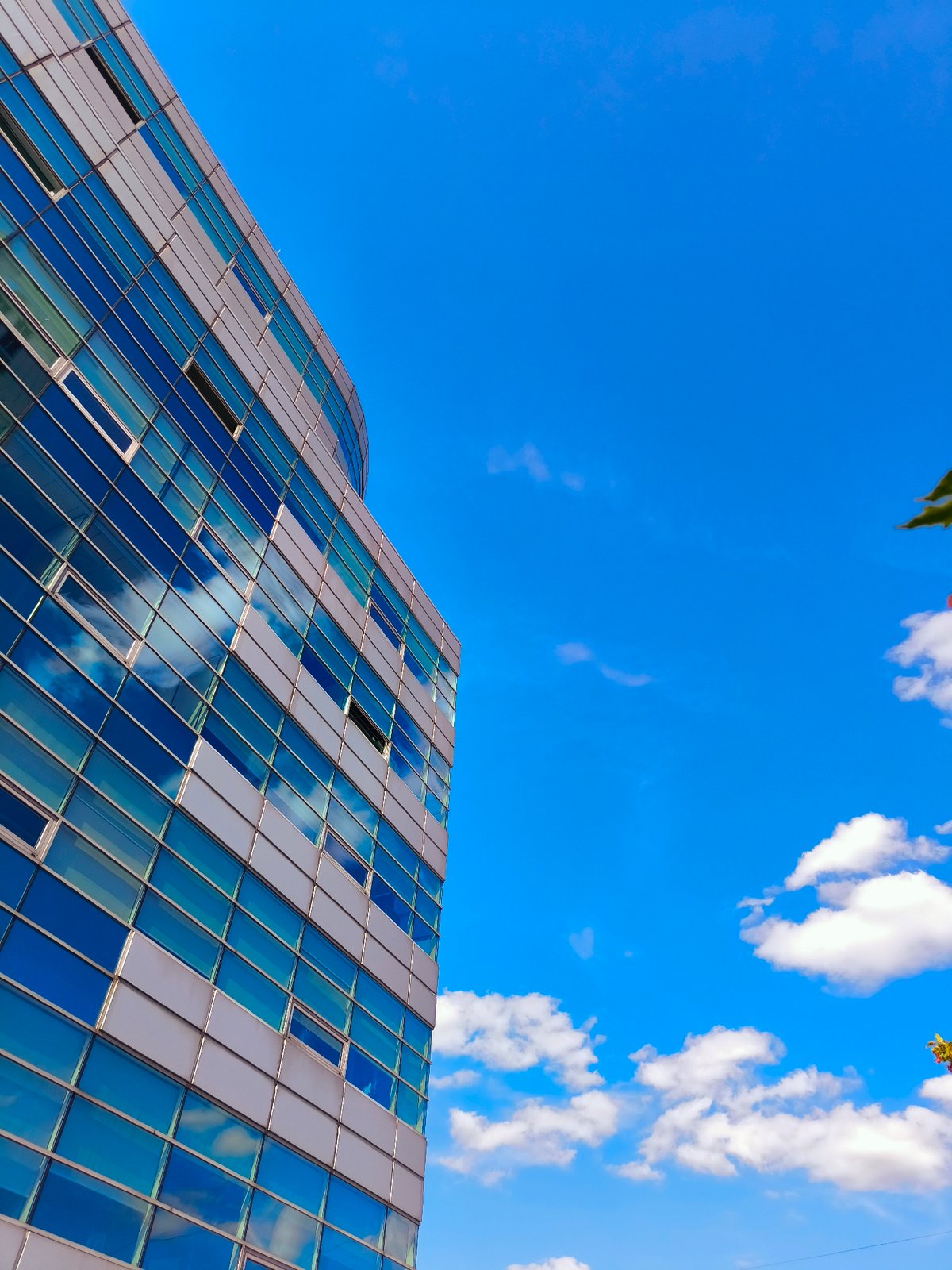Modern architecture against a clear Riga sky
