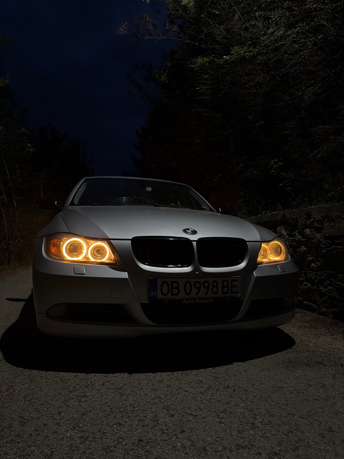 BMW photographed on dark road in Lovech, Bulgaria