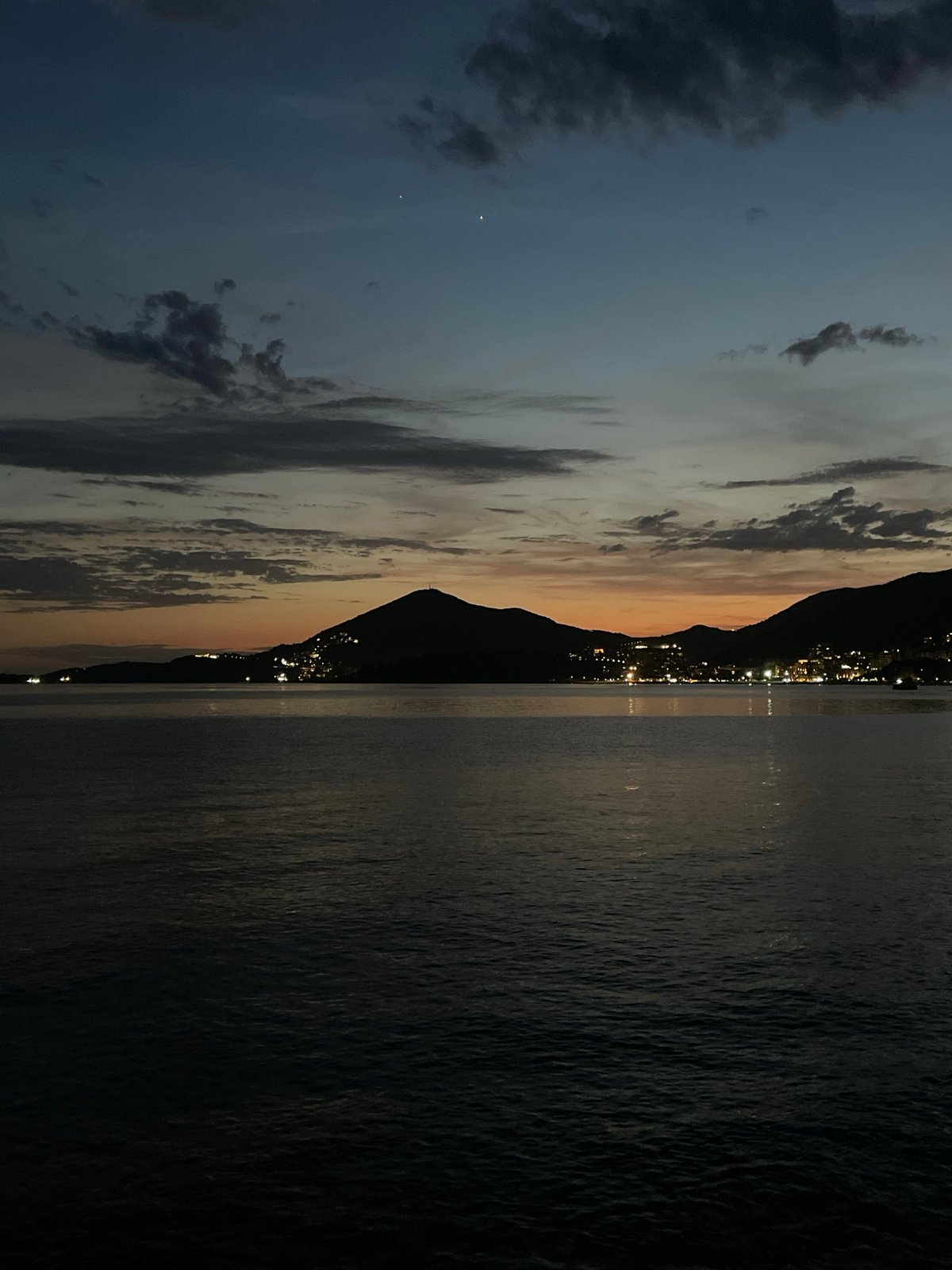 Sunset journey documented through coastal Kamenovo, Montenegro