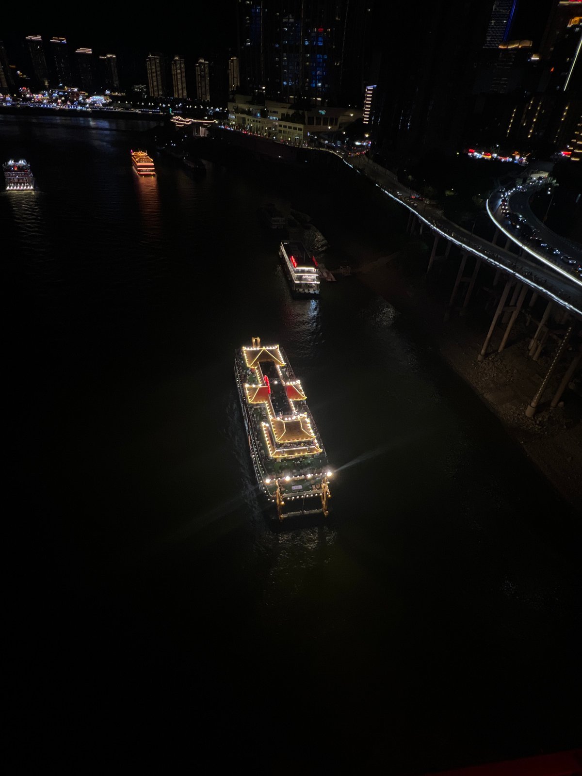 Chongqing's Yuzhong waterfront lit up at night