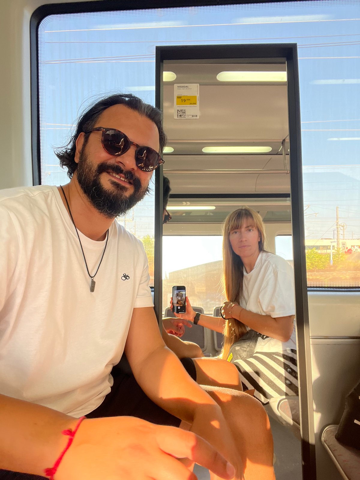 Selfie on a train passing through l'Hospitalet de Llobregat