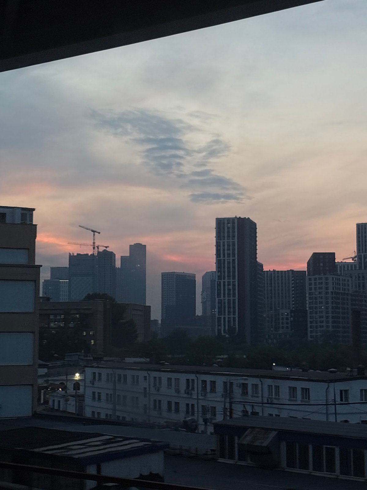 Sunset captured over Dolgoprudny skyline Friday evening