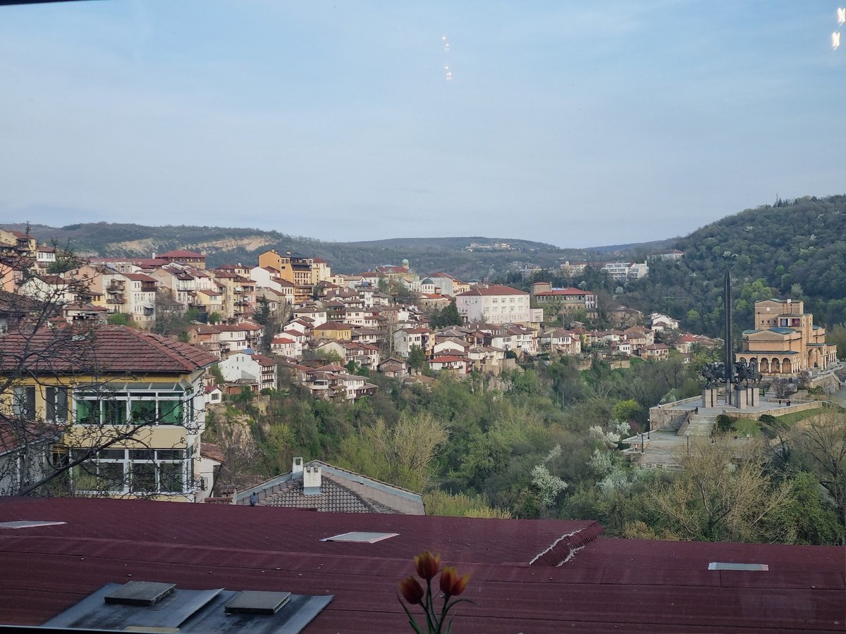 Tourist captures scenic views of historic Veliko Tarnovo, Bulgaria