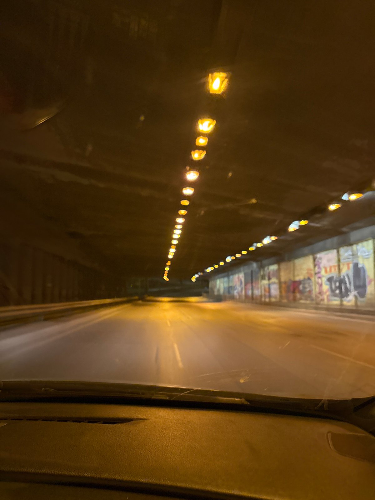Nighttime tunnel and street scenes captured in Sofia