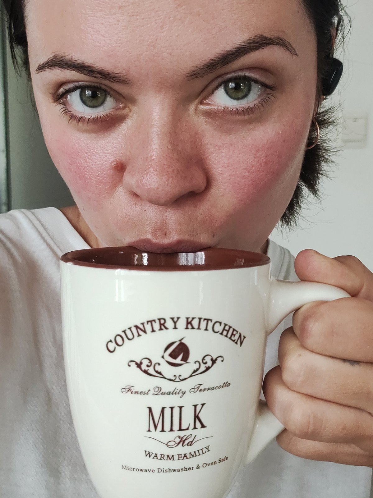 Lazy morning at home: coffee, a napping poodle, snacks