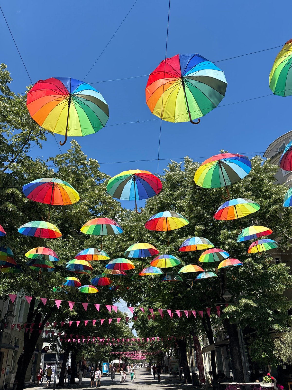 Walking tour of colorful downtown Burgas street art and decorations