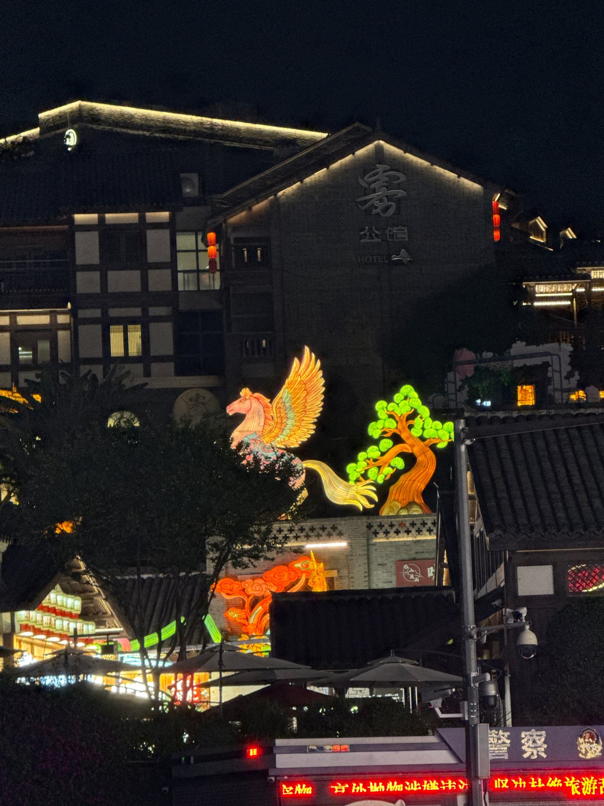 Nighttime illumination documented in Shapingba District waterfront area