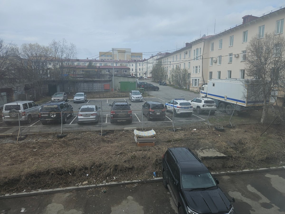 Mixed vehicles including armored unit spotted in Magadan parking lot