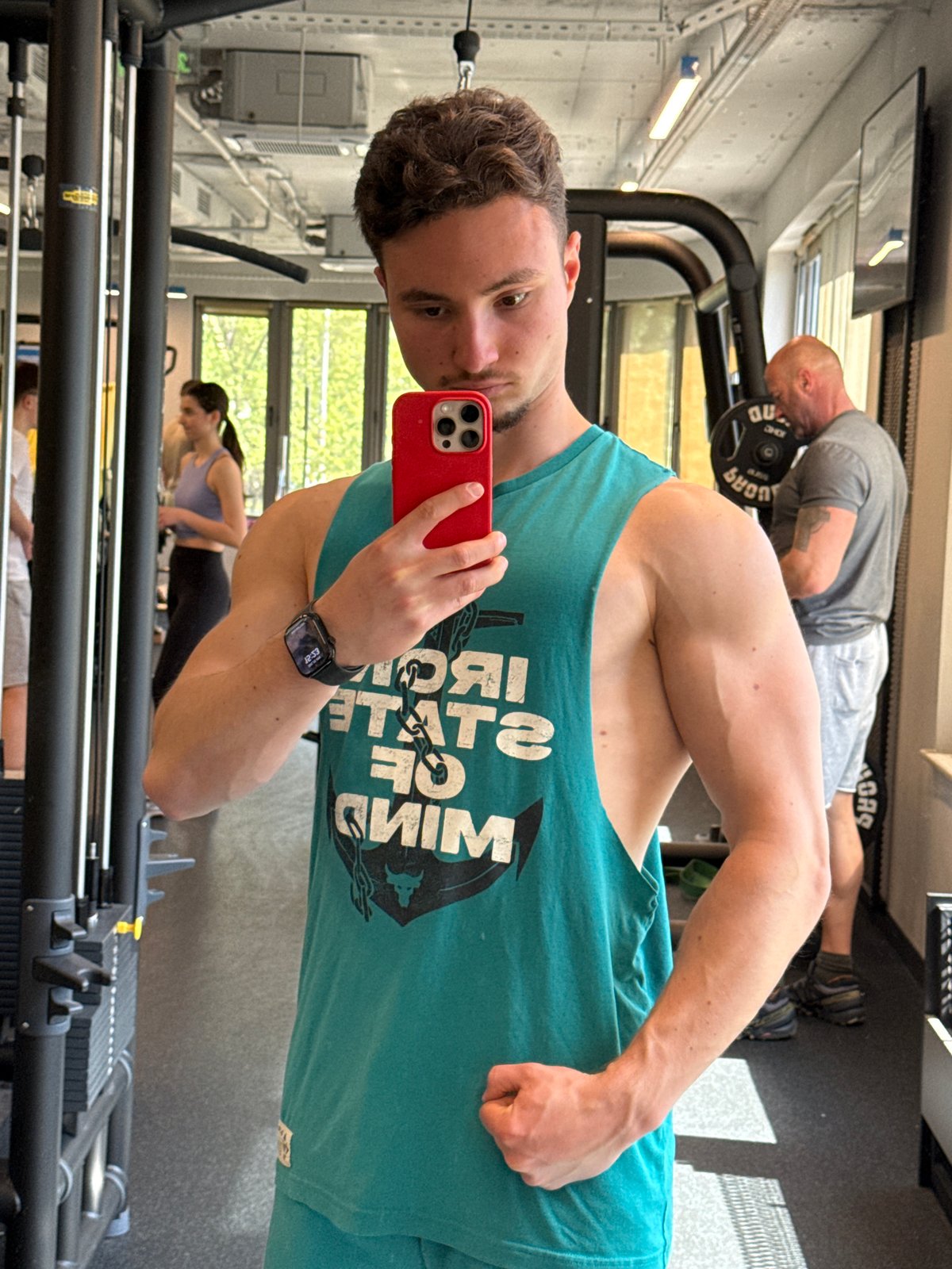 Man Takes Selfie at Sofia Gym During Workout Session