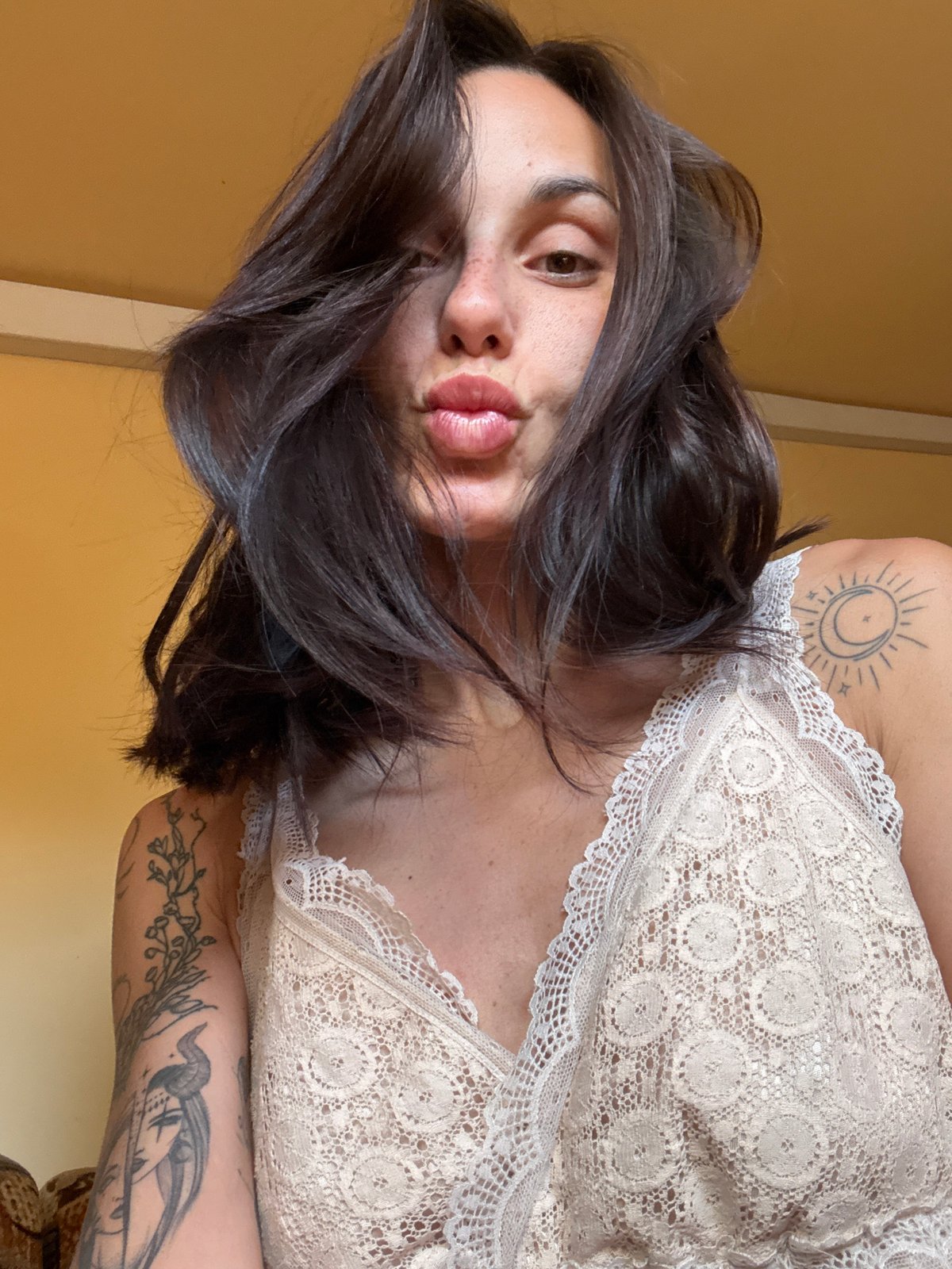 Woman takes self-portraits in Pleven, Bulgaria