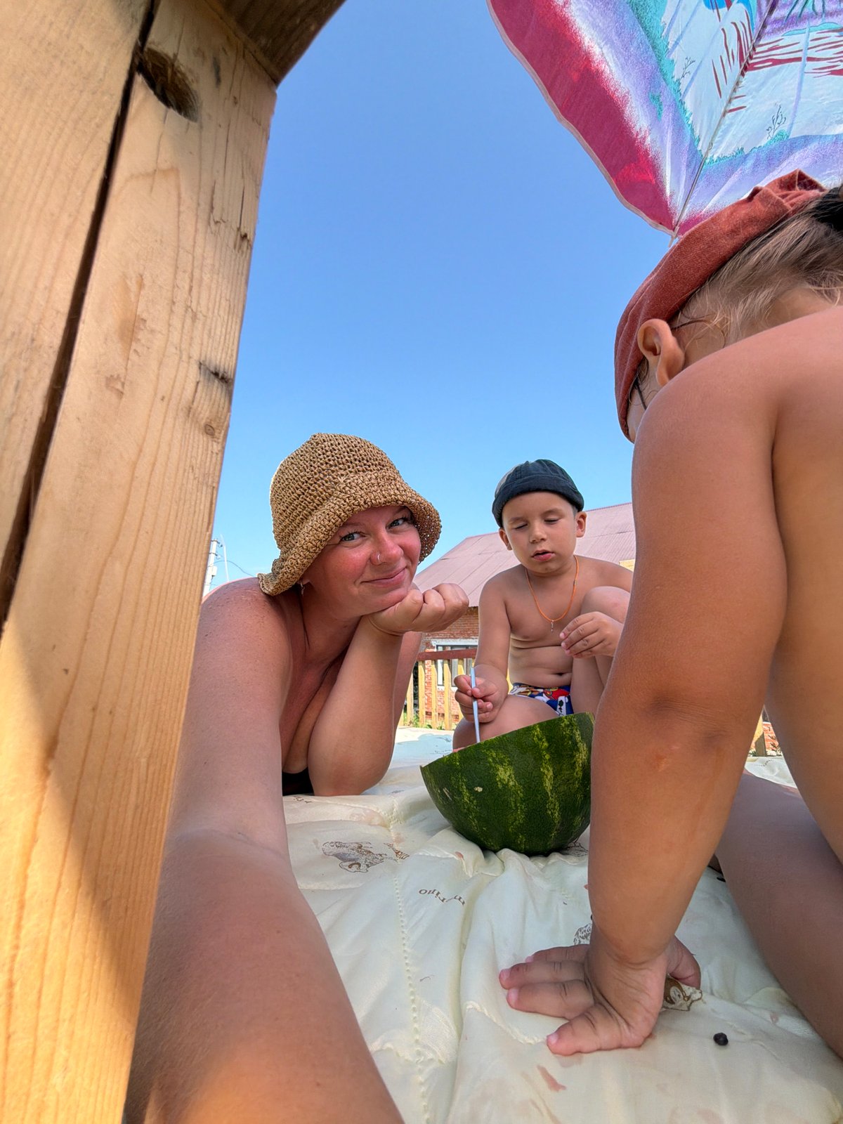Watermelon and sunshine on a summer day in Chaikovsky