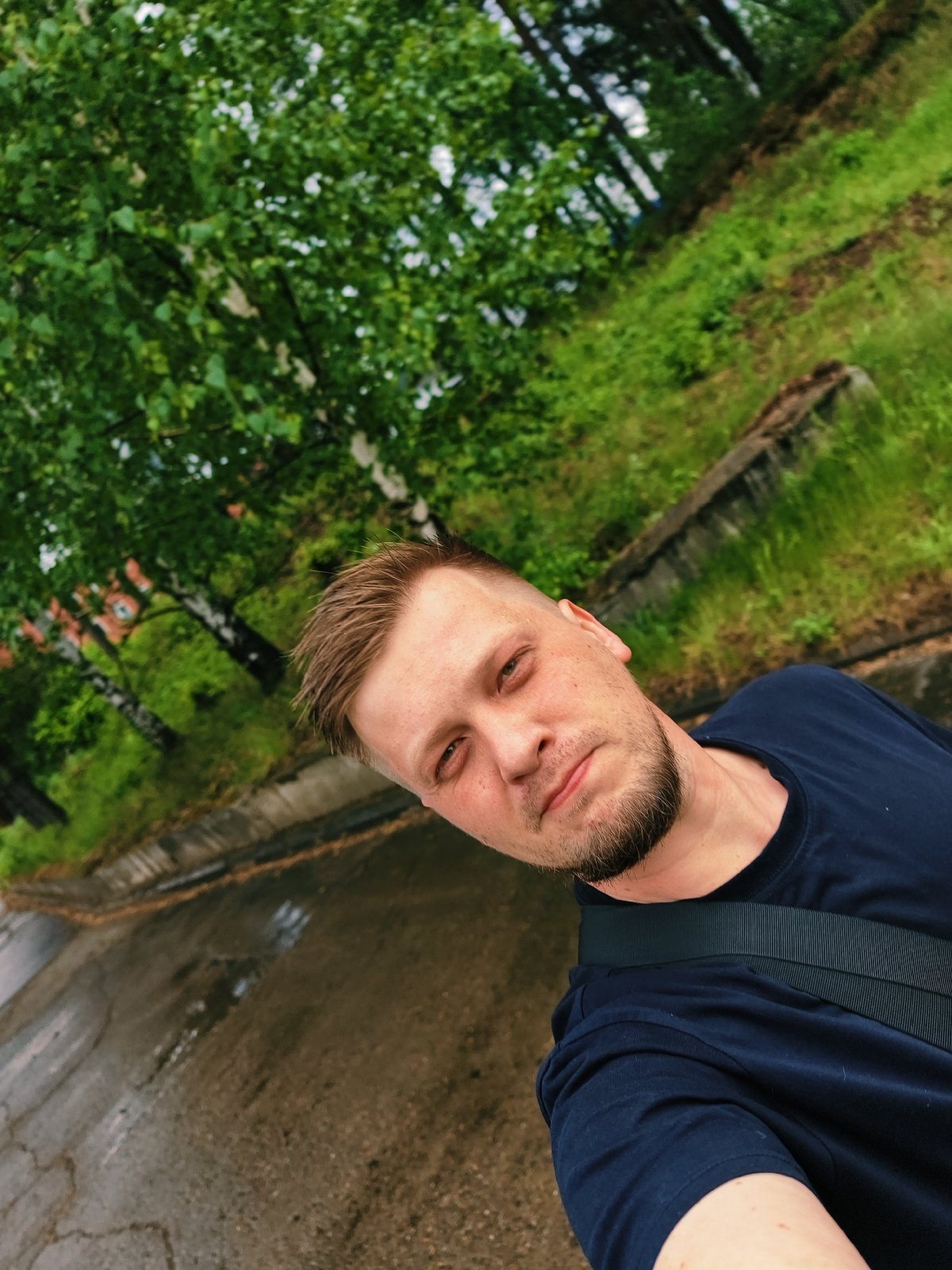 Man photographed near water tower in rural Noviy, Russia