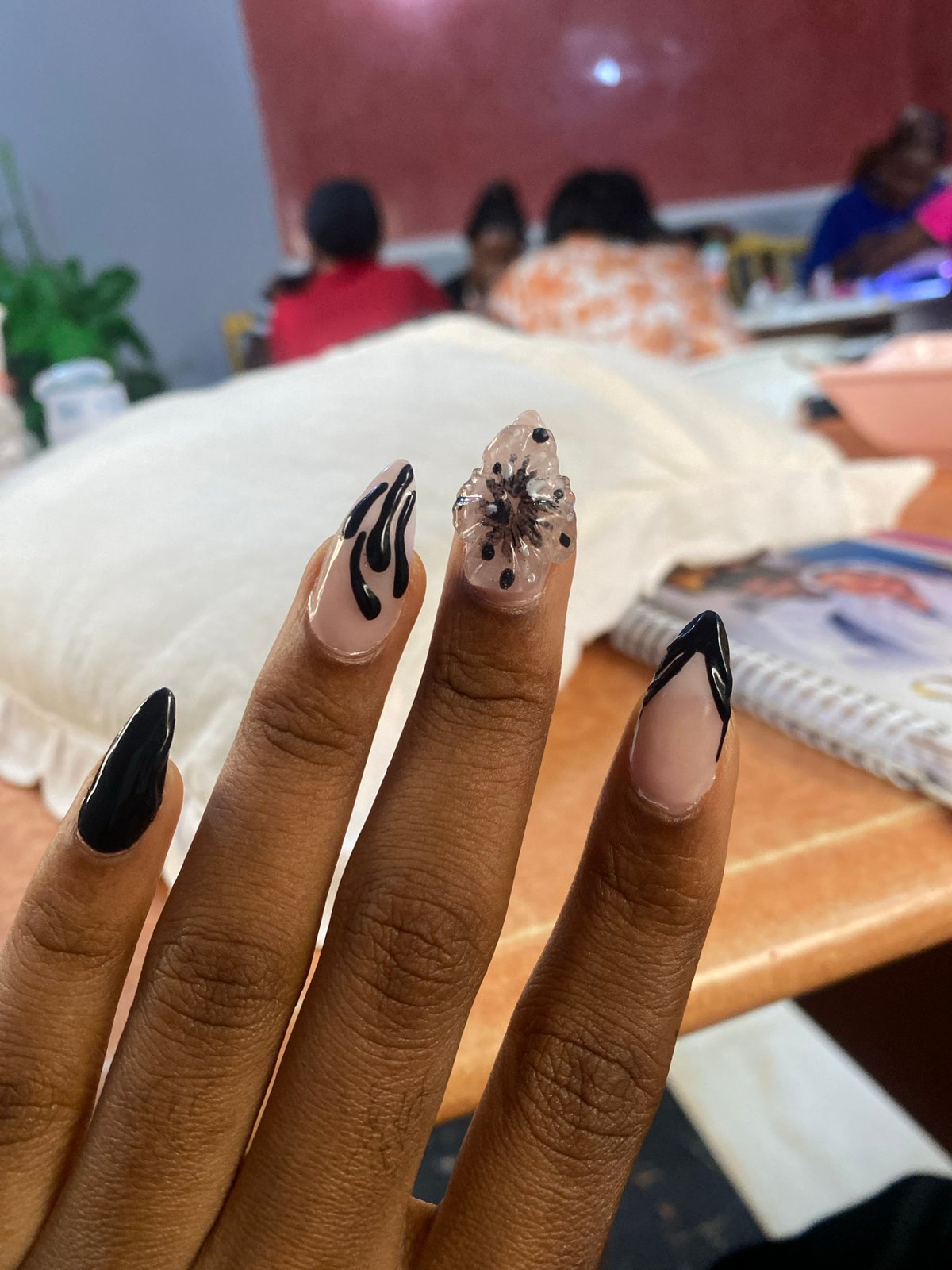 Nail salon session with elaborate art in Jos, Nigeria