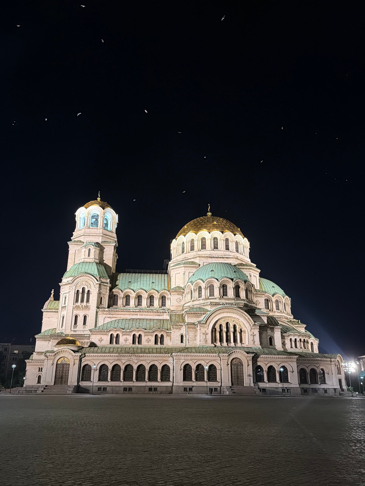 Sofia's historic center landmarks at night