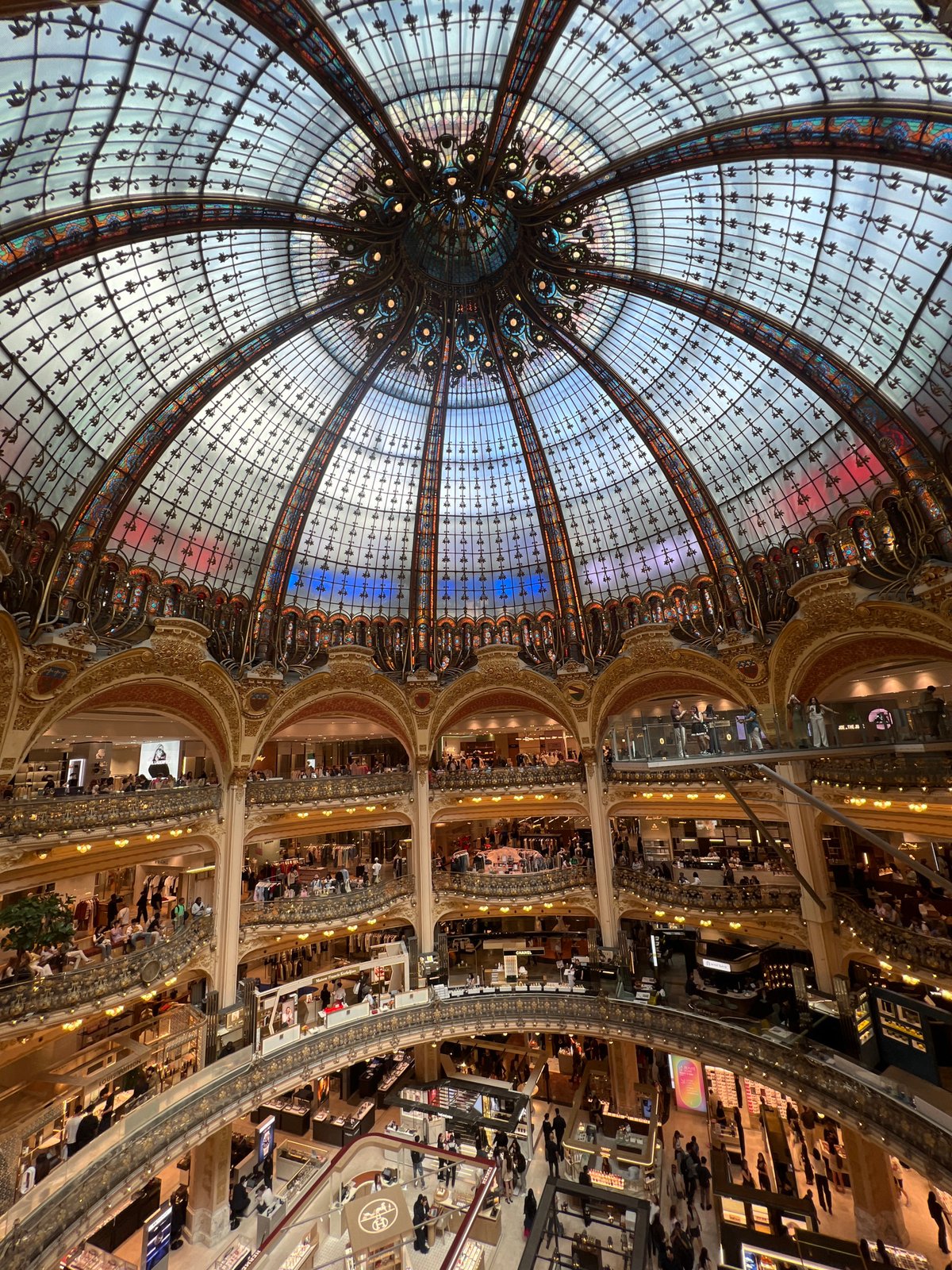 Shopper documents Galeries Lafayette's iconic Art Nouveau interior features