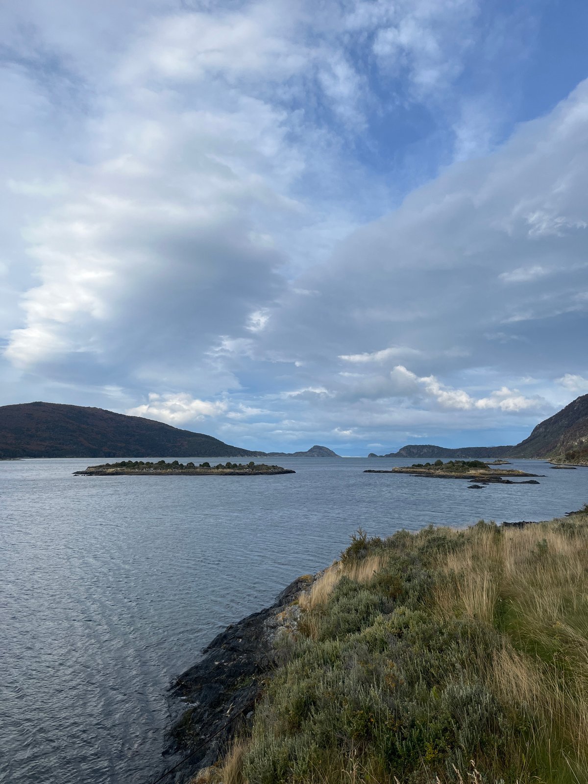 Scenic water views with islands captured in Lapataia, Argentina