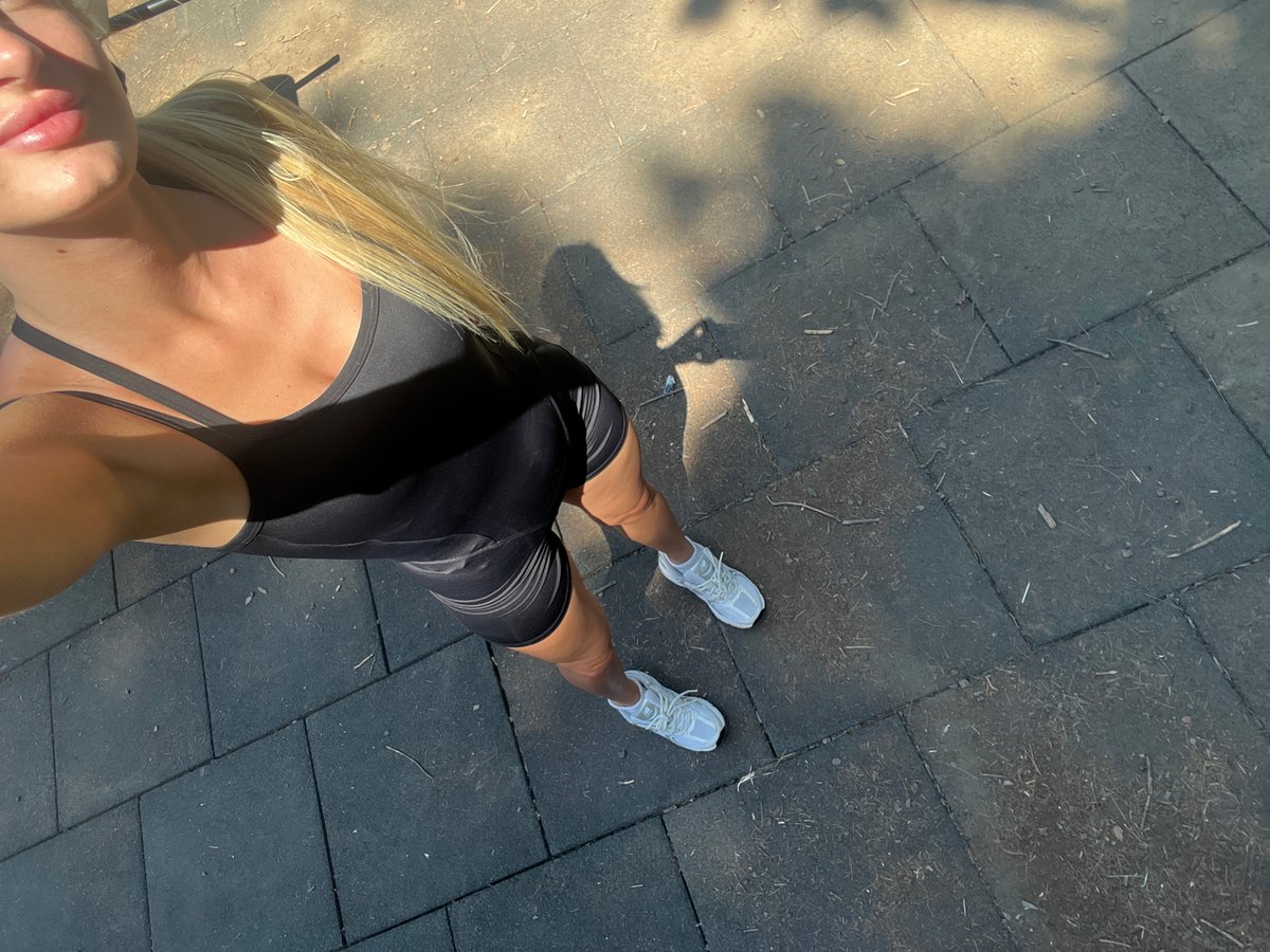 Woman exercises at outdoor fitness park in Bar, Montenegro