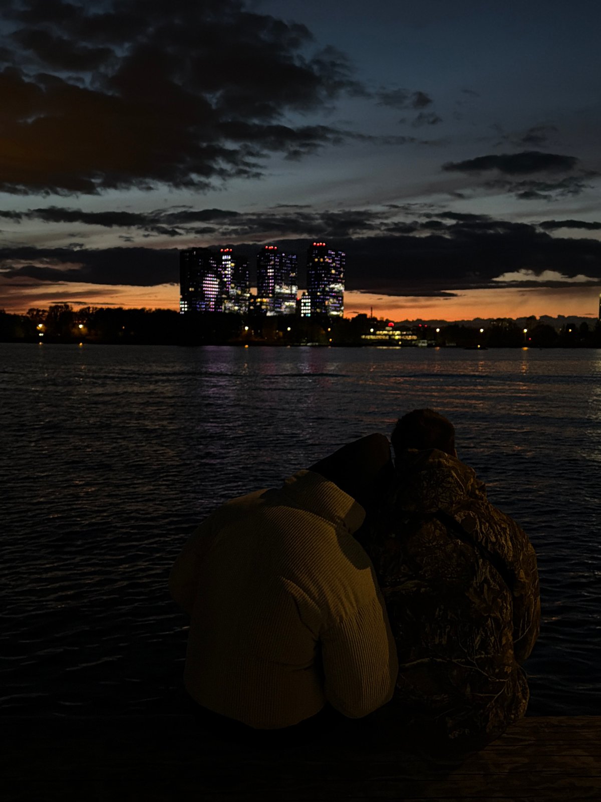 Kazan waterfront buildings illuminate in patriotic colors at night