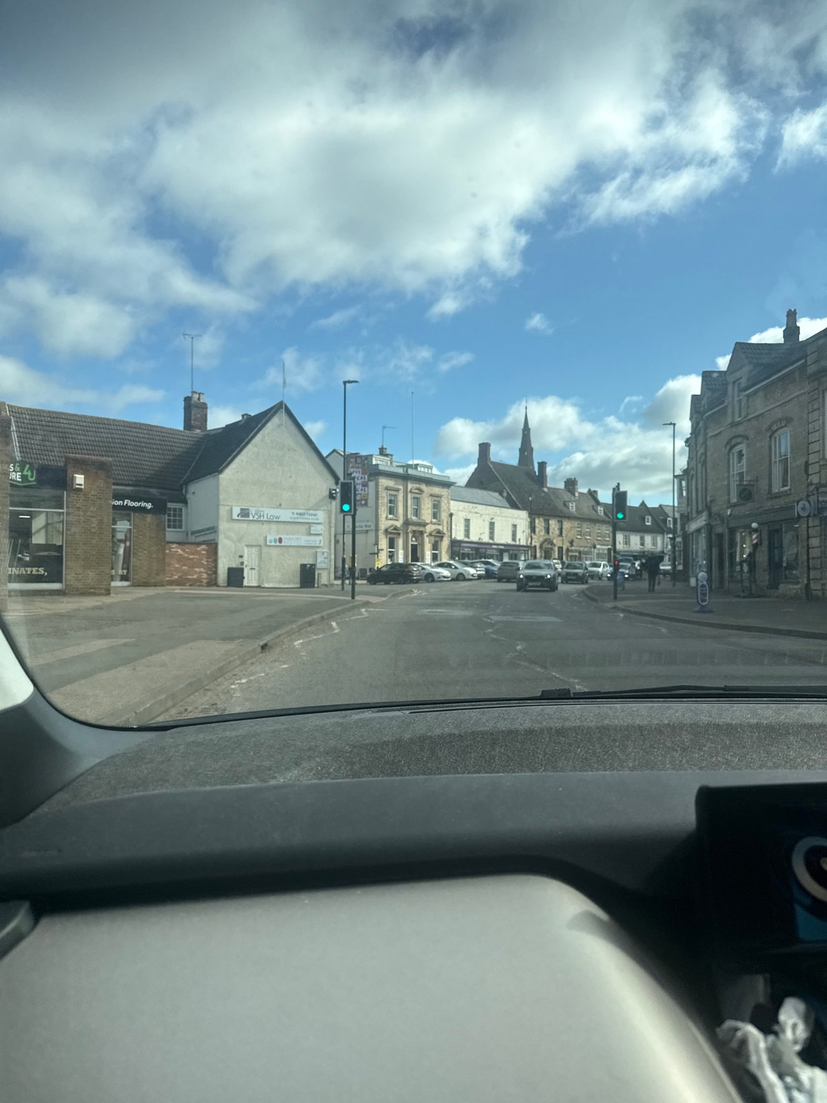 Morning drive through Thrapston and Kettering captures library, buildings