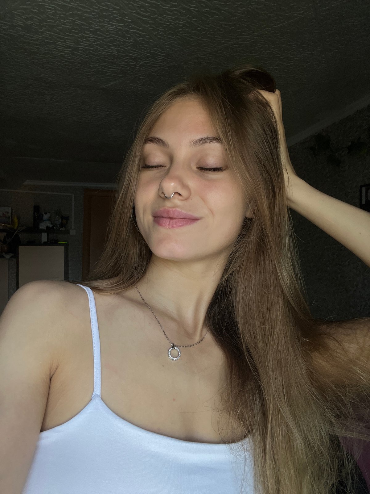 Young woman photographed in early morning hours in Foki, Russia