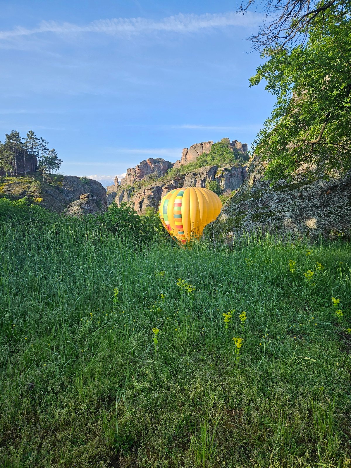 Hot air balloon spotted near Belogradchik rock formations