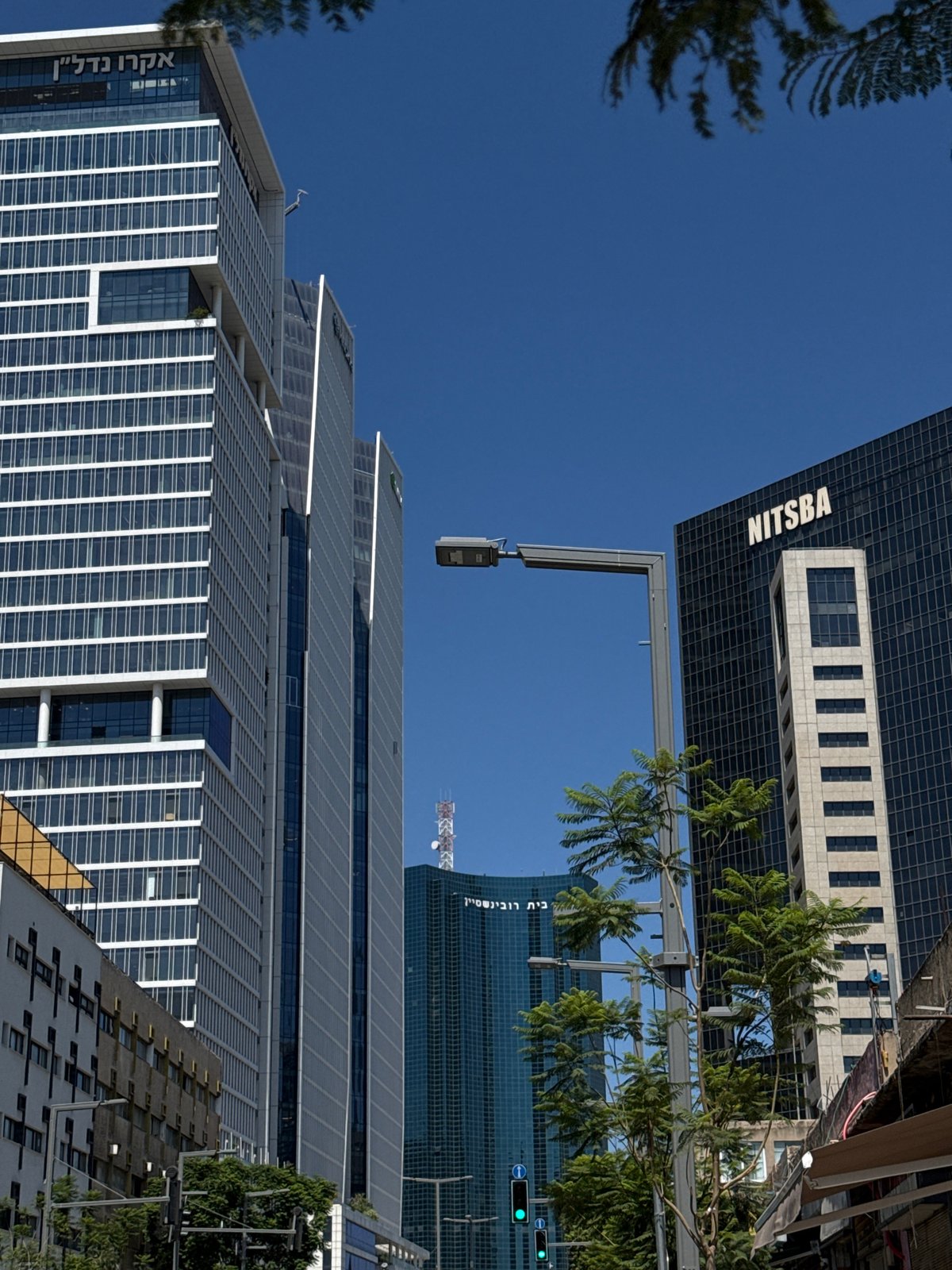 Tel Aviv's modern skyline on a clear summer morning