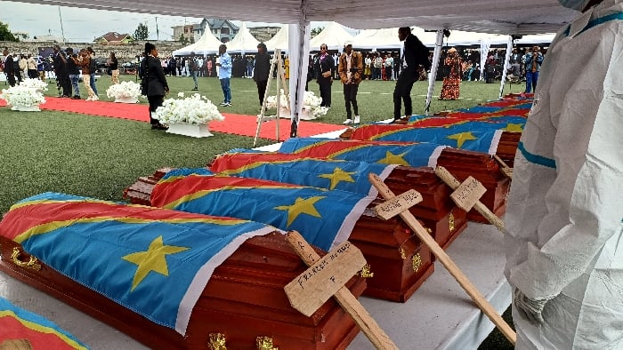Mass funeral ceremony held in Goma, Democratic Republic Congo