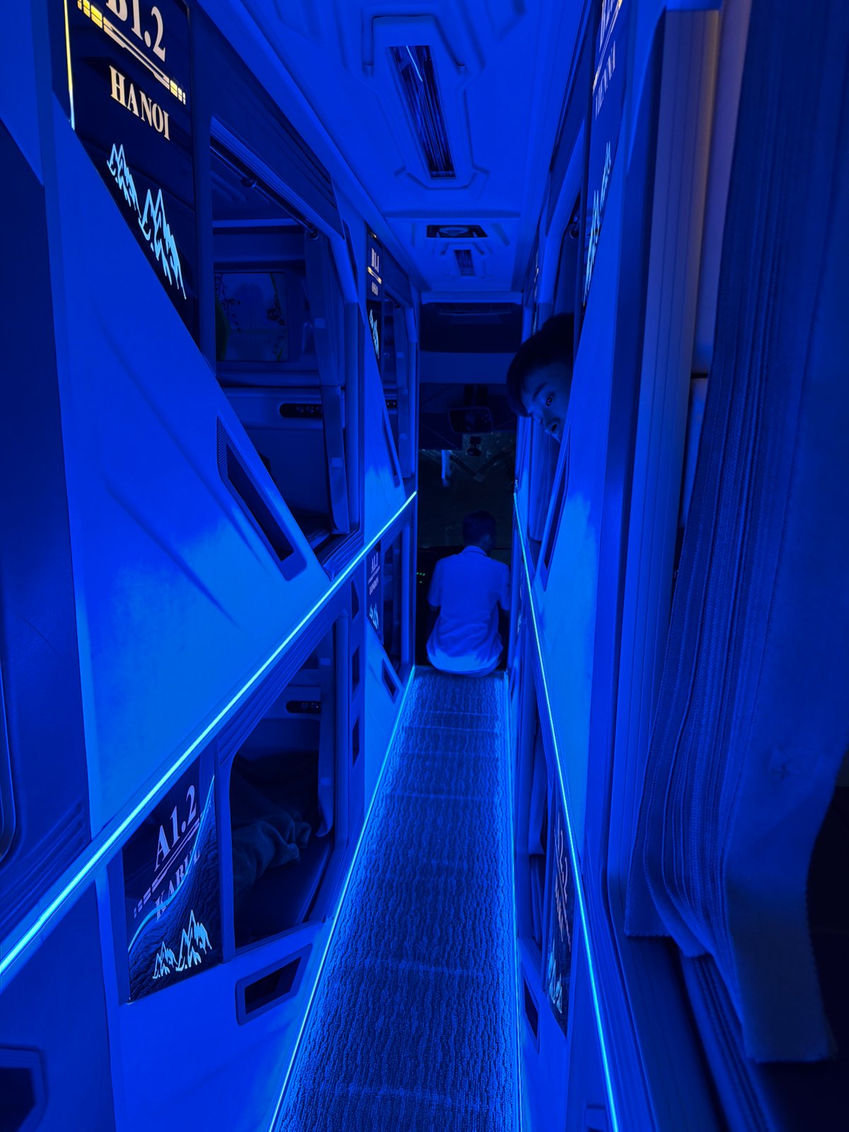 Modern capsule hostel interior documented in Đà Nẵng