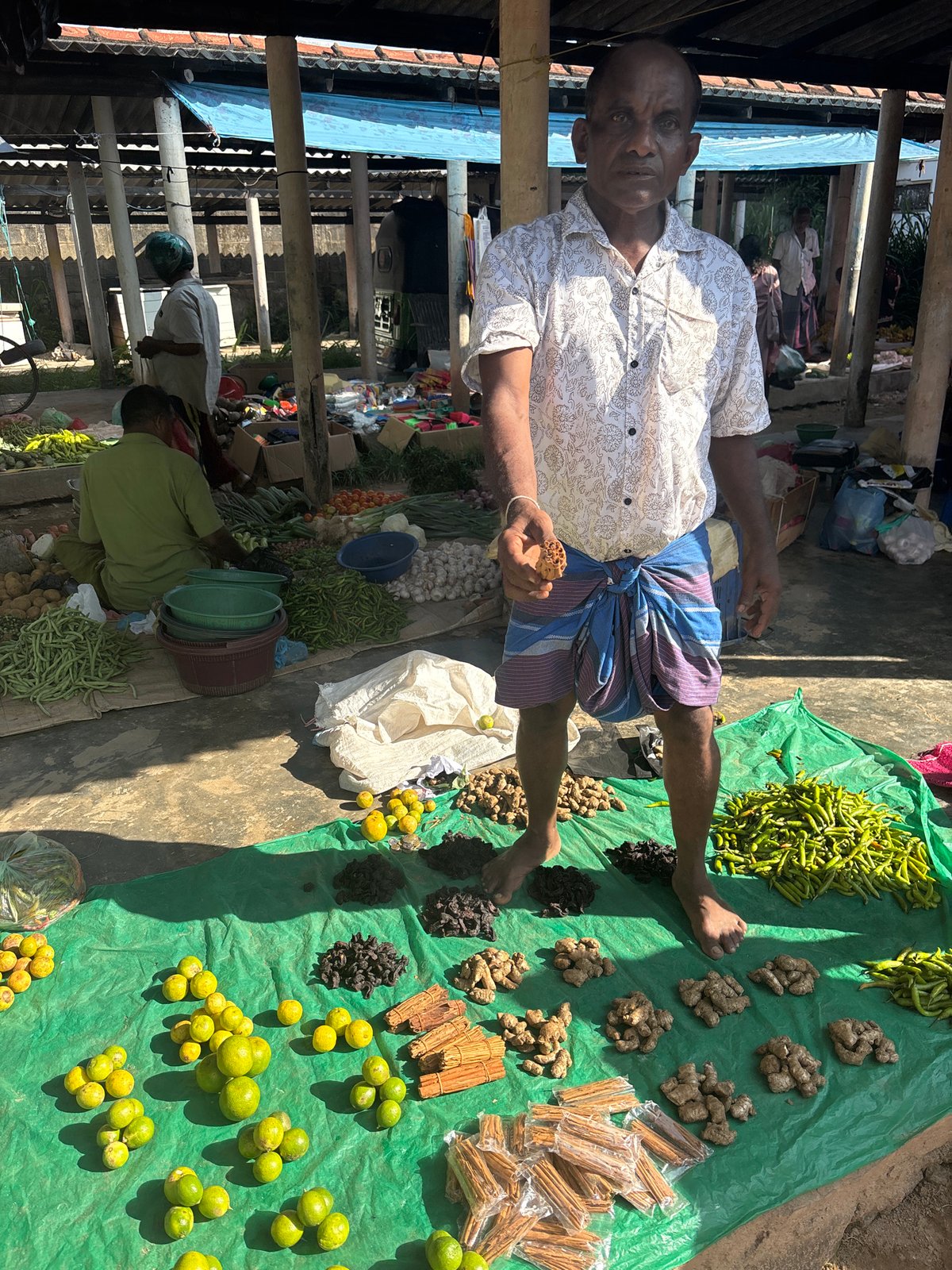 Early morning produce market operates in Mirissa, Sri Lanka