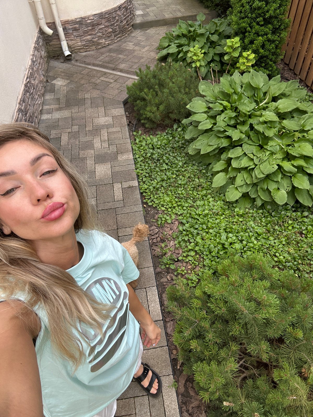 Morning selfie session in Russian rose garden