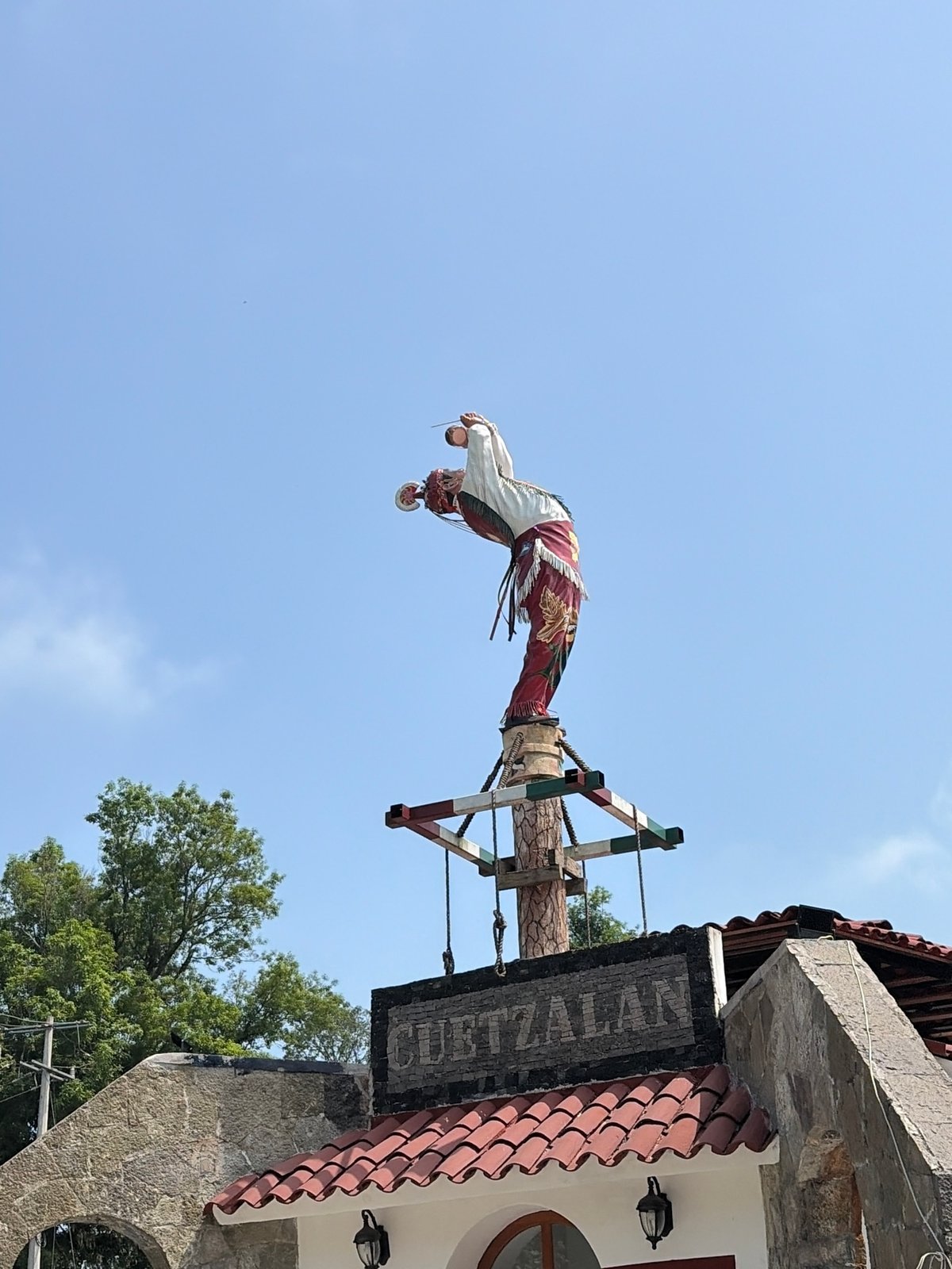 Traditional Voladores ceremony pole spotted in Cuetzalan, Mexico