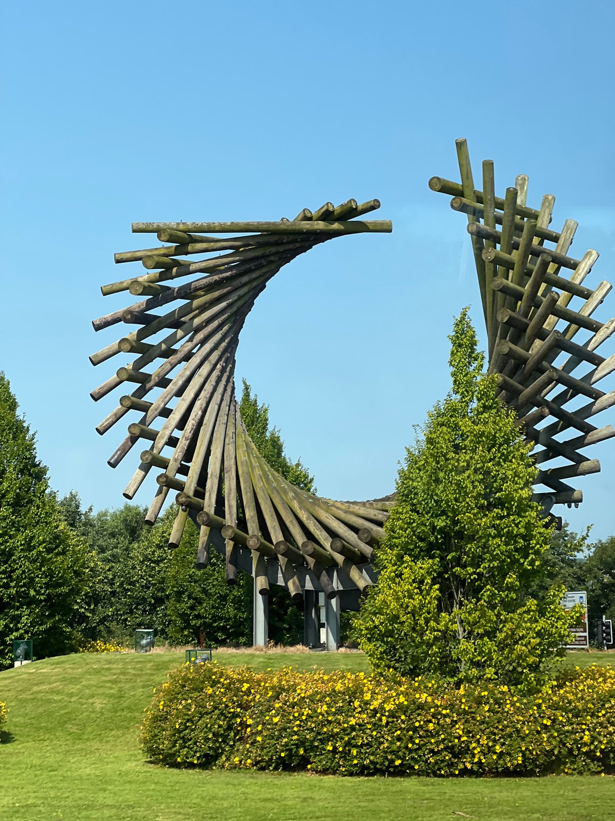 Spiral wooden sculpture and street scenes in Letterkenny